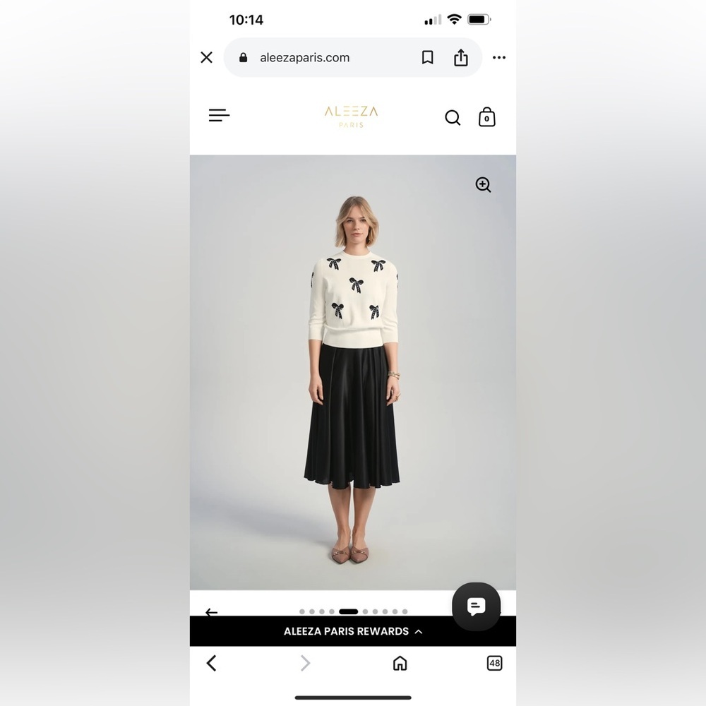 Aleeza Paris NWT Marion Bow Top Size Extra Small